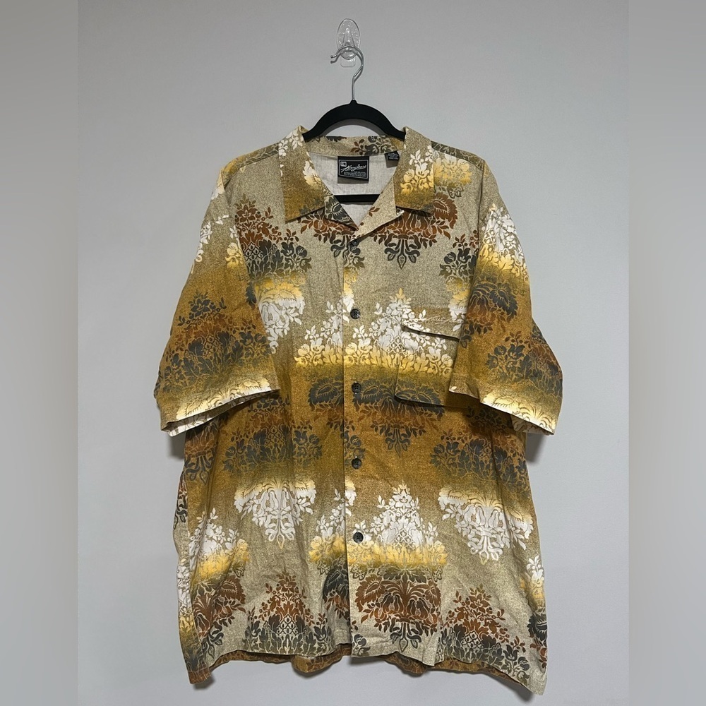 Vintage 90s Kani Jeans Multicolored Linen Blend Shirt Size XXL Retro